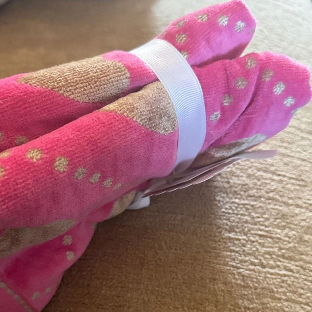 Nanette Lepore Pink and Cream Heart Hand Towels
